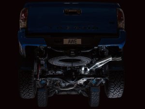 Toyota Tacoma Performance Exhaust - Rear - AWE Tuning - 0FG Cat Back with BashGuard - Dual 4.5” Tips with 180 Technology® - Diamond Black - `16-`22